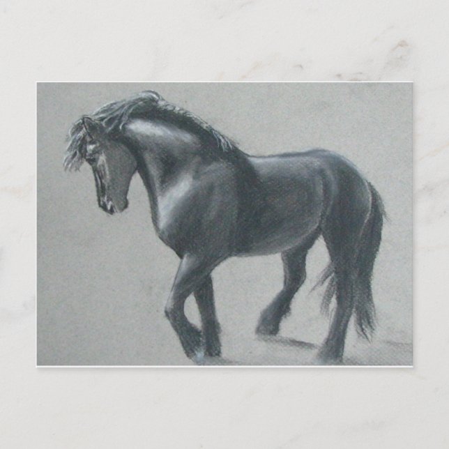 Postal El caballo oscuro (Anverso)