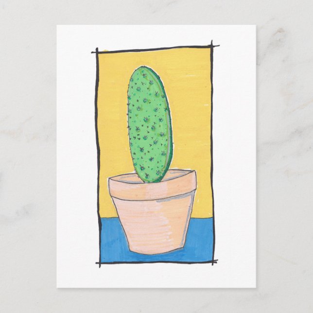 Postal El cactus - dibujo original - pera espinosa - arte (Anverso)
