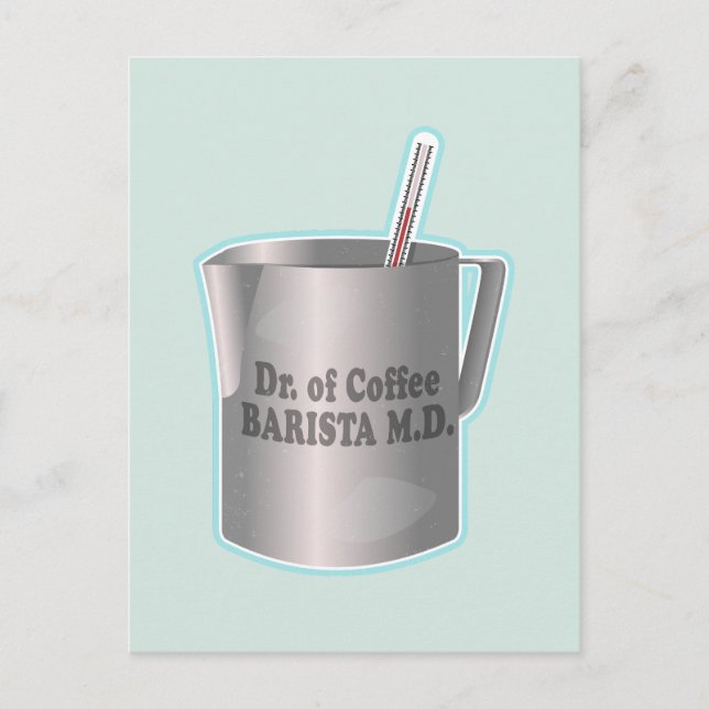 Postal El café de Barista haciendo médico gracioso (Anverso)
