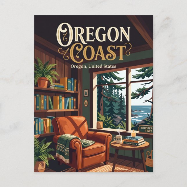 Postal El Café Whispering Pines Oregon (Anverso)