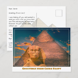 Postal El Cairo Egipto con esfinge