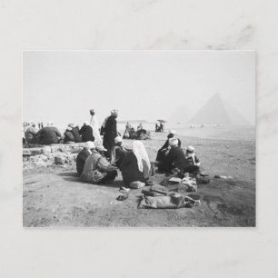 Postal El Cairo, Egipto, jinetes de camellos Pirámides de