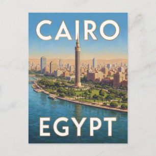 Postal El Cairo Egipto Paisaje urbano del río Nilo