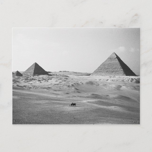 Postal El Cairo Egipto, Pirámides de Giza (Anverso)