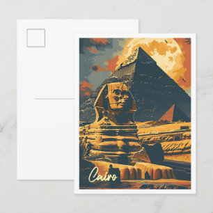 Postal El Cairo Egipto Pirámides Ilustracion de Viajes Vi