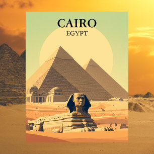 Postal El Cairo Egipto Pirámides y Esfinge Viaje Vintage