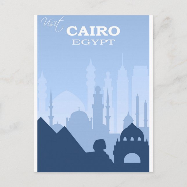 Postal El Cairo Poster de viajes de cosecha azul (Anverso)