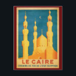 Postal El Cairo vintage, anuncio de viajes en Egipto<br><div class="desc">Afiche de viaje por ferrocarril para El Cairo,  Egipto.</div>