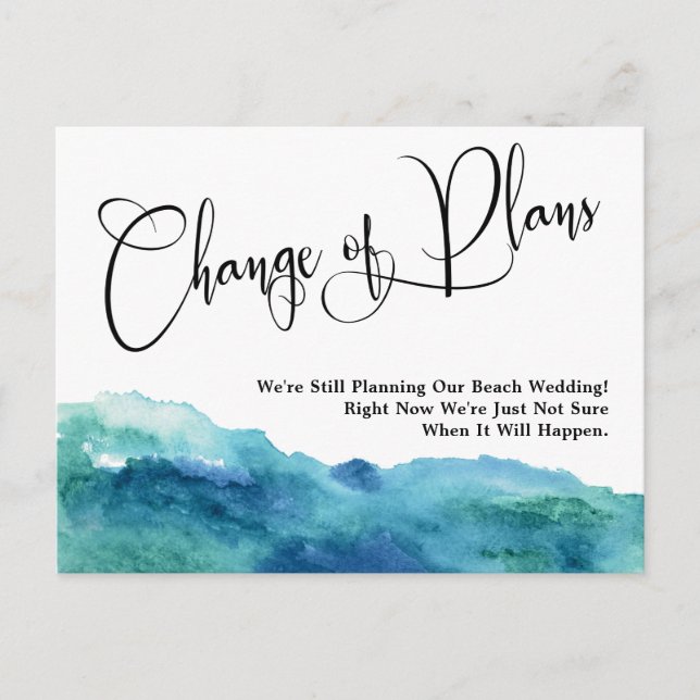 Postal El cambio de acuarela de los planes postponía Boda (Anverso)