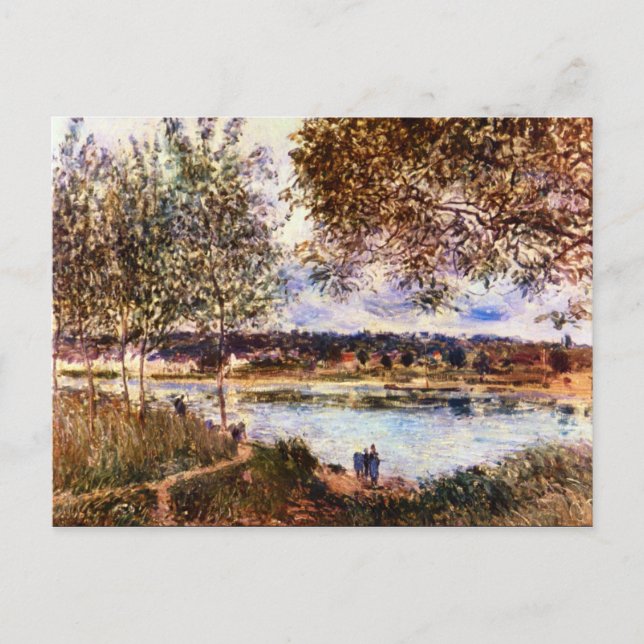 Postal El camino al viejo ferry, 1880 por Alfred Sisley (Anverso)