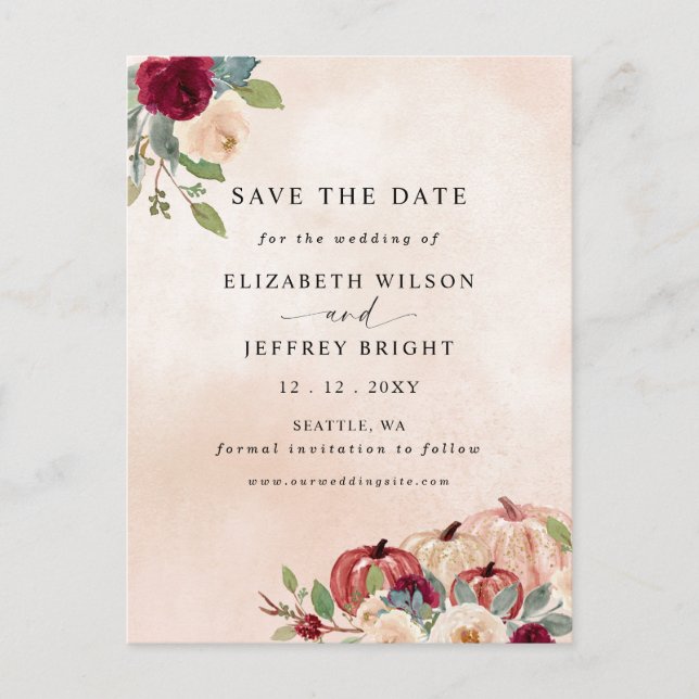 Postal El campo de las calabazas rusticas modernas cae ah (Anverso)