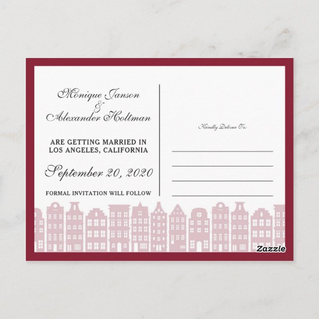 Postal El canal de Ámsterdam House Dutch Save the Date Ma (Reverso)