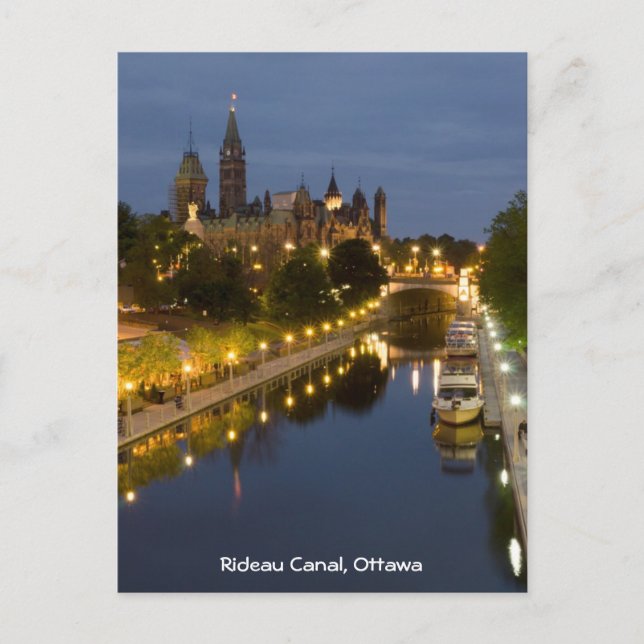 Postal El canal Rideau y los edificios del Parlamento de  (Anverso)