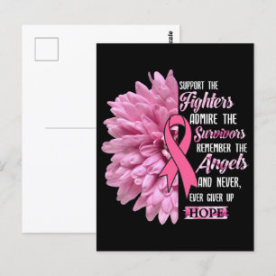 Postal El Cáncer De Mama Apoya El Regalo De Los Combatien