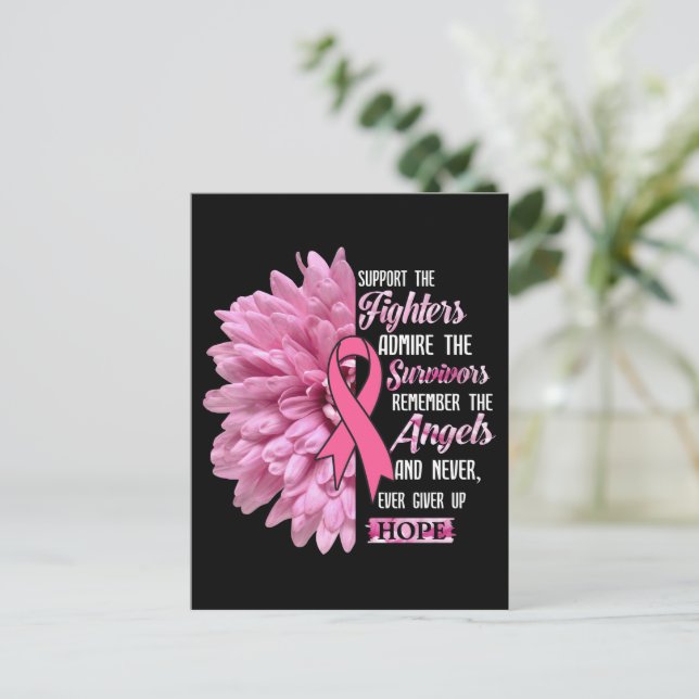 Postal El Cáncer De Mama Apoya El Regalo De Los Combatien