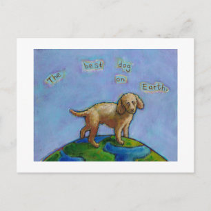 Postal El caniche es el mejor perro de la tierra arte lin