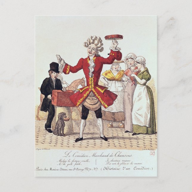 Postal El cantante callejero, grabado por Alois Senefelde (Anverso)