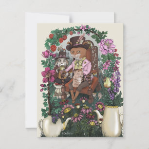 Postal El capricho de la Fox Mad Hatter Alice en el arte 