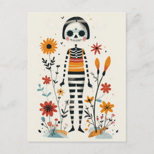 Postal El caprichoso Día Floral de La Catrina
