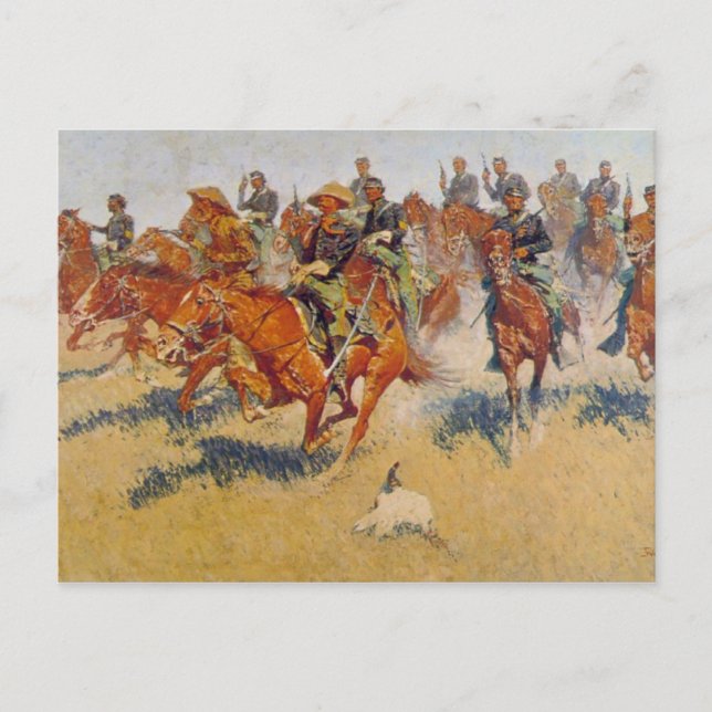 Postal El cargo de caballería (Anverso)