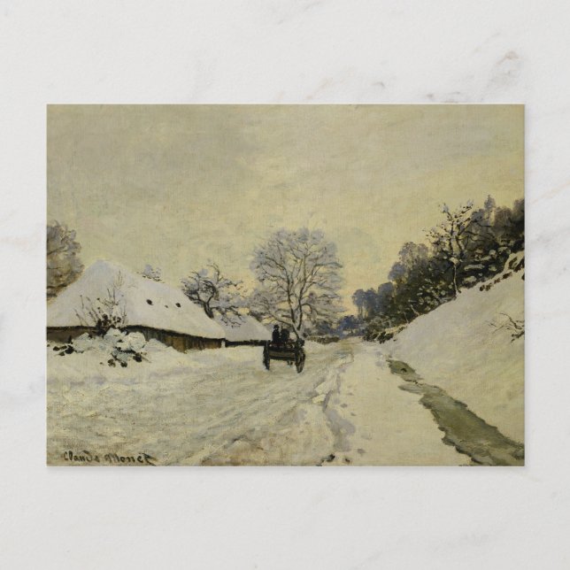 Postal El carro, o camino bajo la nieve en Honfleur, 1865 (Anverso)