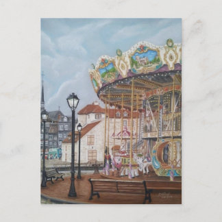 Postal El carrusel de antigüedades en Honfleur, Normandía