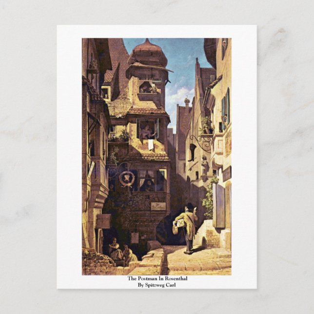 Postal El cartero en Rosenthal de Spitzweg Carl (Anverso)