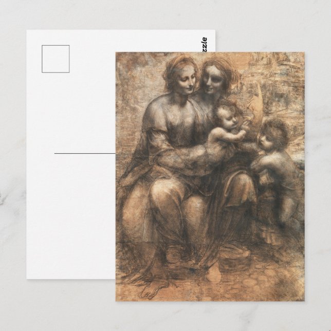 Postal El Cartoon de Leonardo da Vinci Arte Fino (Anverso / Reverso)