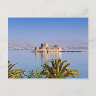 Postal El castillo de Bourtzi en la bahía de Nafplio Grec