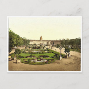 Postal El castillo, Karlsruhe, Baden, Alemania rara fotog