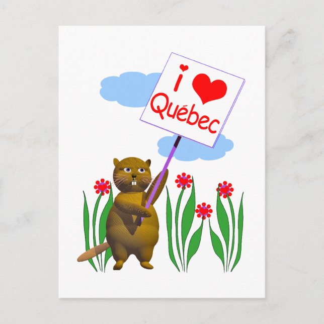 Postal El castor canadiense ama a Quebec (Anverso)