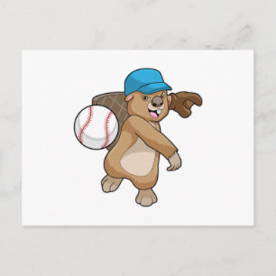 Postal El castor del béisbol deportivo con gorra