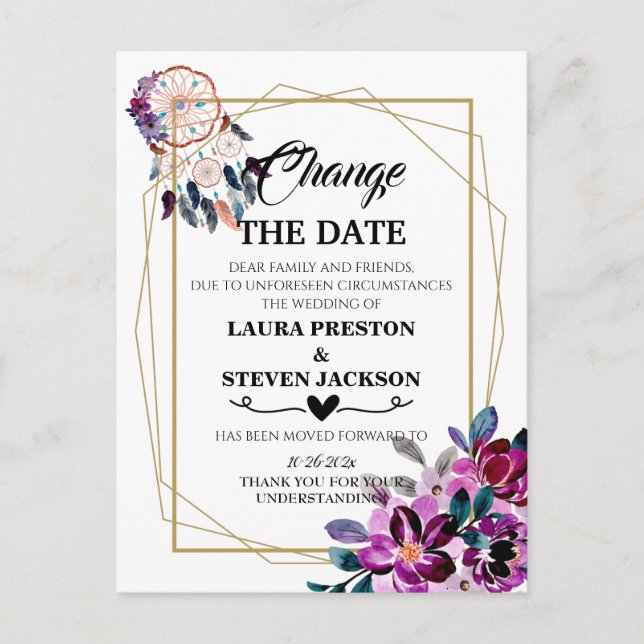 Postal El catcher de sueños florales geométricos cambia l (Anverso)