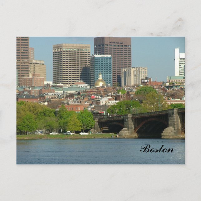 Postal El centro de Boston y el río Carlos (Anverso)