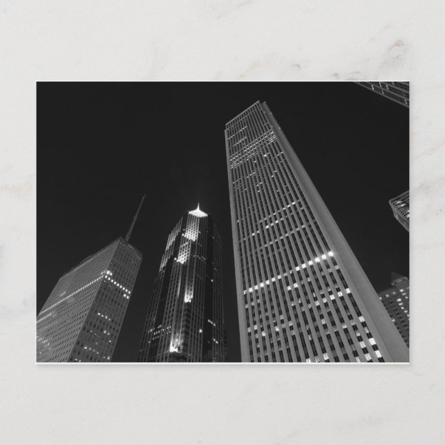 Postal El centro de Chicago de noche (Anverso)