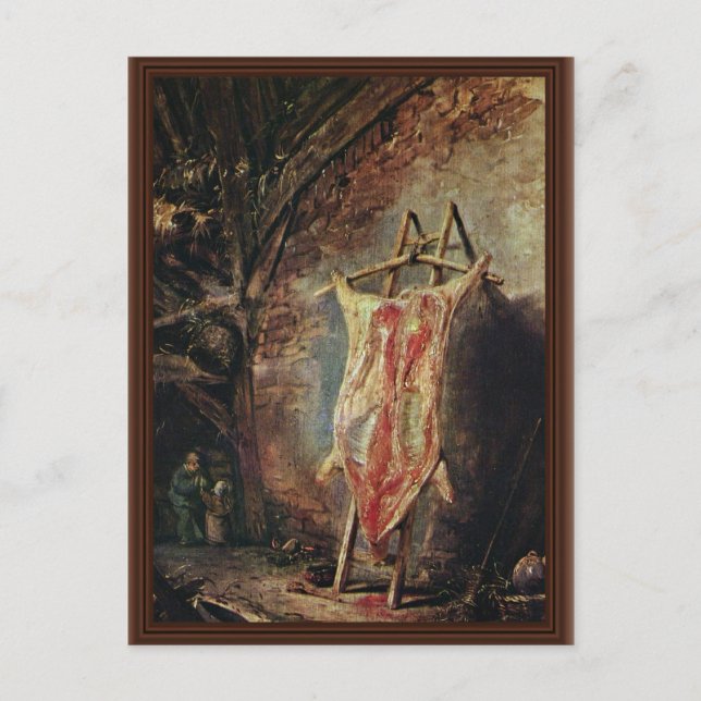 Postal El Cerdo Fijado De Ostade Isaac Van (De Mejor Cali (Anverso)