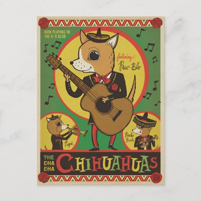 Postal El cha cha cha cha chihuahuas (Anverso)