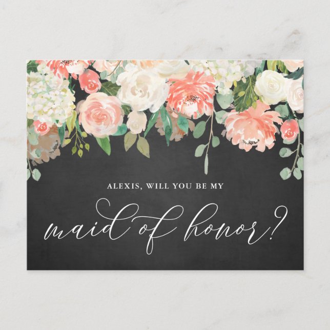 Postal El Chalkboard de las Flores de Peach es mi doncell (Anverso)