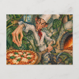 Postal El Chef de Pizza en una Cocina de la Jungla