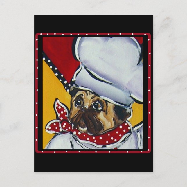 Postal El Chef Pug (Anverso)