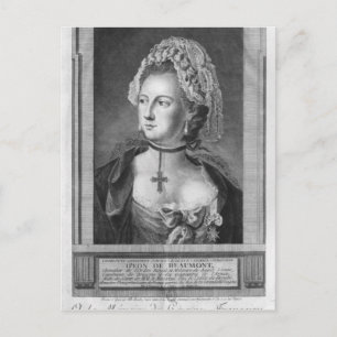 Postal El Chevalier d'Eon, vestido de mujer