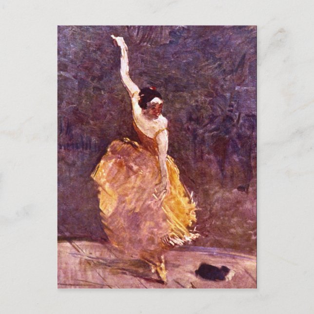 Postal El Chica bailarín de Toulouse-Lautrec (Anverso)