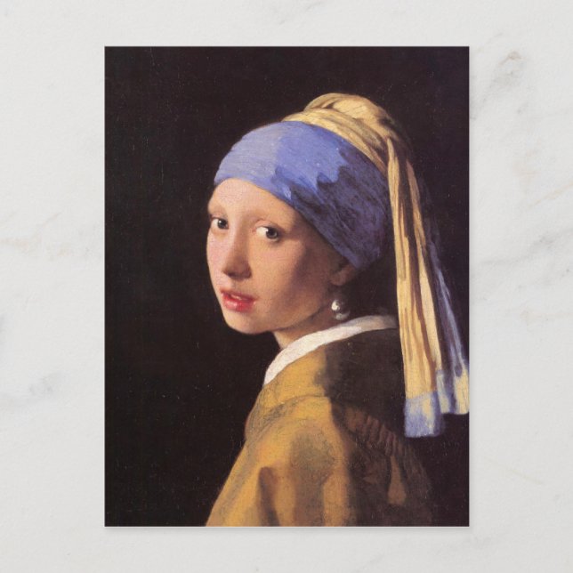 Postal El chica con la perla pendiente de Vermeer (Anverso)