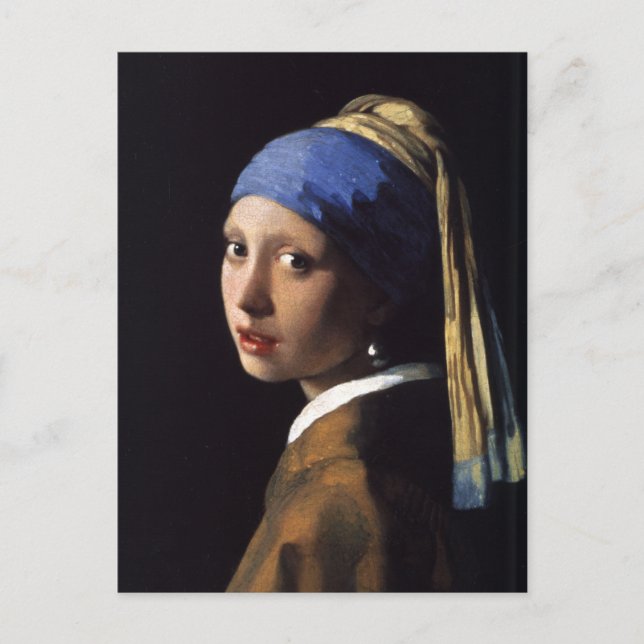 Postal El Chica Con La Perla Que Se Convierte En Vermeer (Anverso)