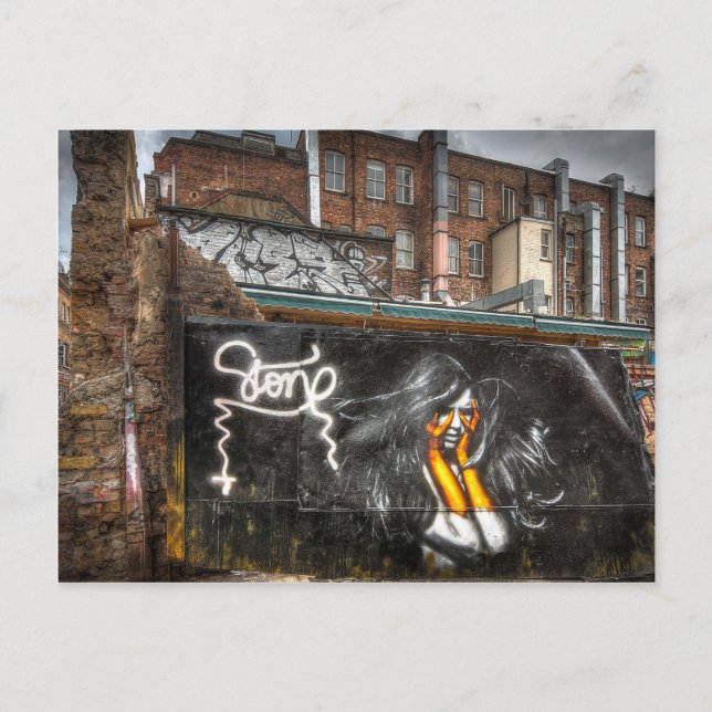 Postal El chica con los guantes anaranjados, pintada de (Anverso)