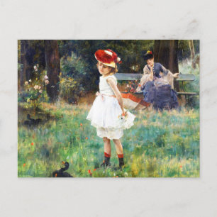 Postal El Chica con los patos de Alfred Stevens