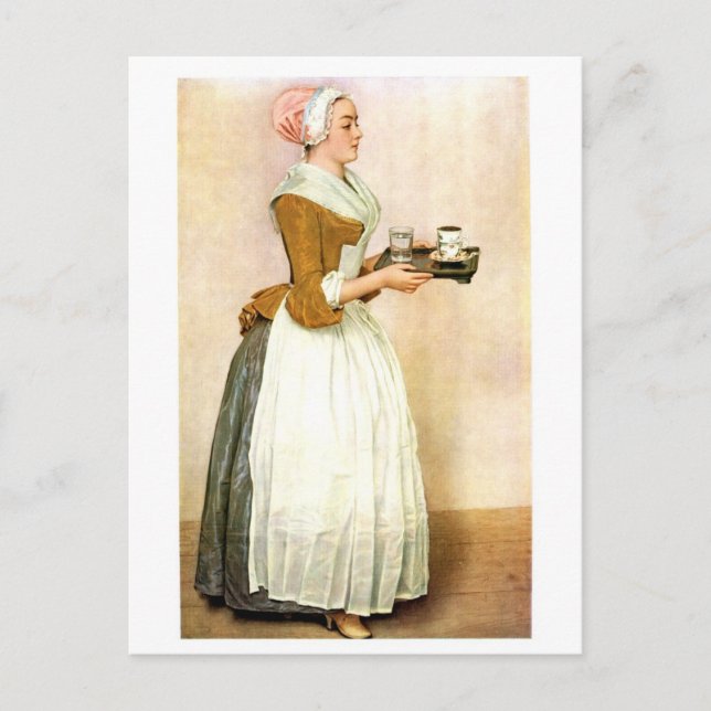 Postal El Chica de chocolate, la pintura de arte (Anverso)