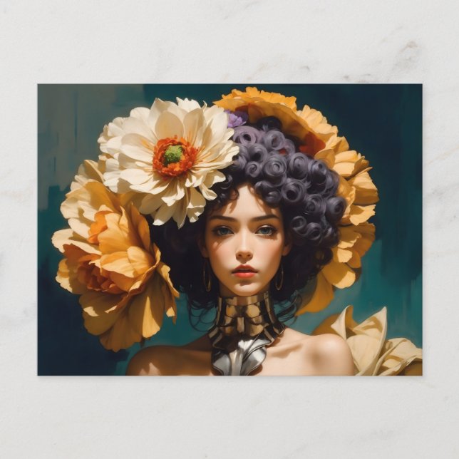 Postal el chica de flores (Anverso)