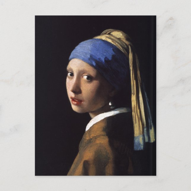 Postal El Chica de Johannes Vermeer con una Perla (Anverso)