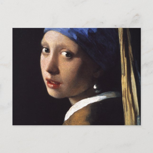Postal El Chica de Johannes Vermeer con una Perla (Anverso)